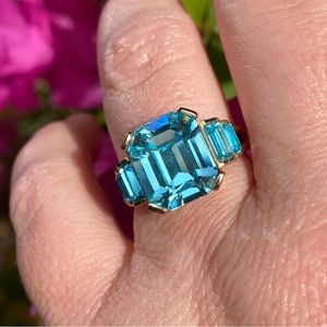 14k Rose Gold Over Sterling Silver 3 Crystal Stones Ring Size 8